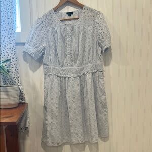 J Crew Eyelet button front knee length dress size 10